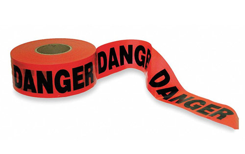 Red Barricade Tape Red eco-friendly PE barricade tape with high visibility, weather resistance – used for construction sites and barriers