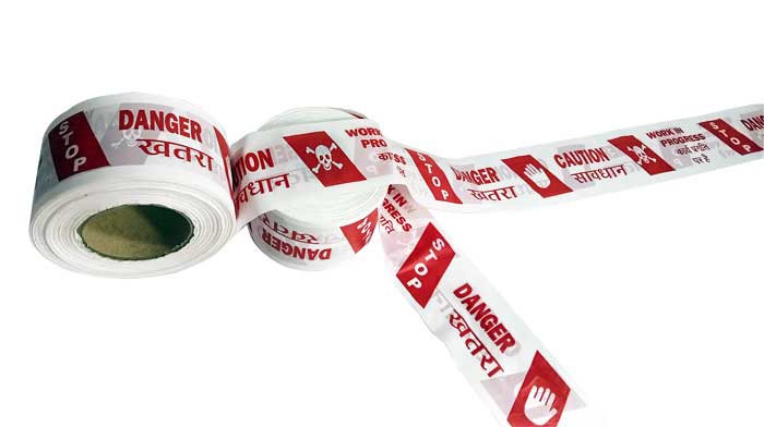 Barricade Tape High visibility PE barricade tape with strong adhesion, used for safety, construction, survey, and crime scenes – multi-color