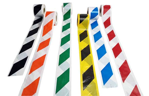 Stripe Tape Stripes tape in OSHA-approved colors for fire prevention, safety, traffic warning, radiation hazards, and more – high visibility